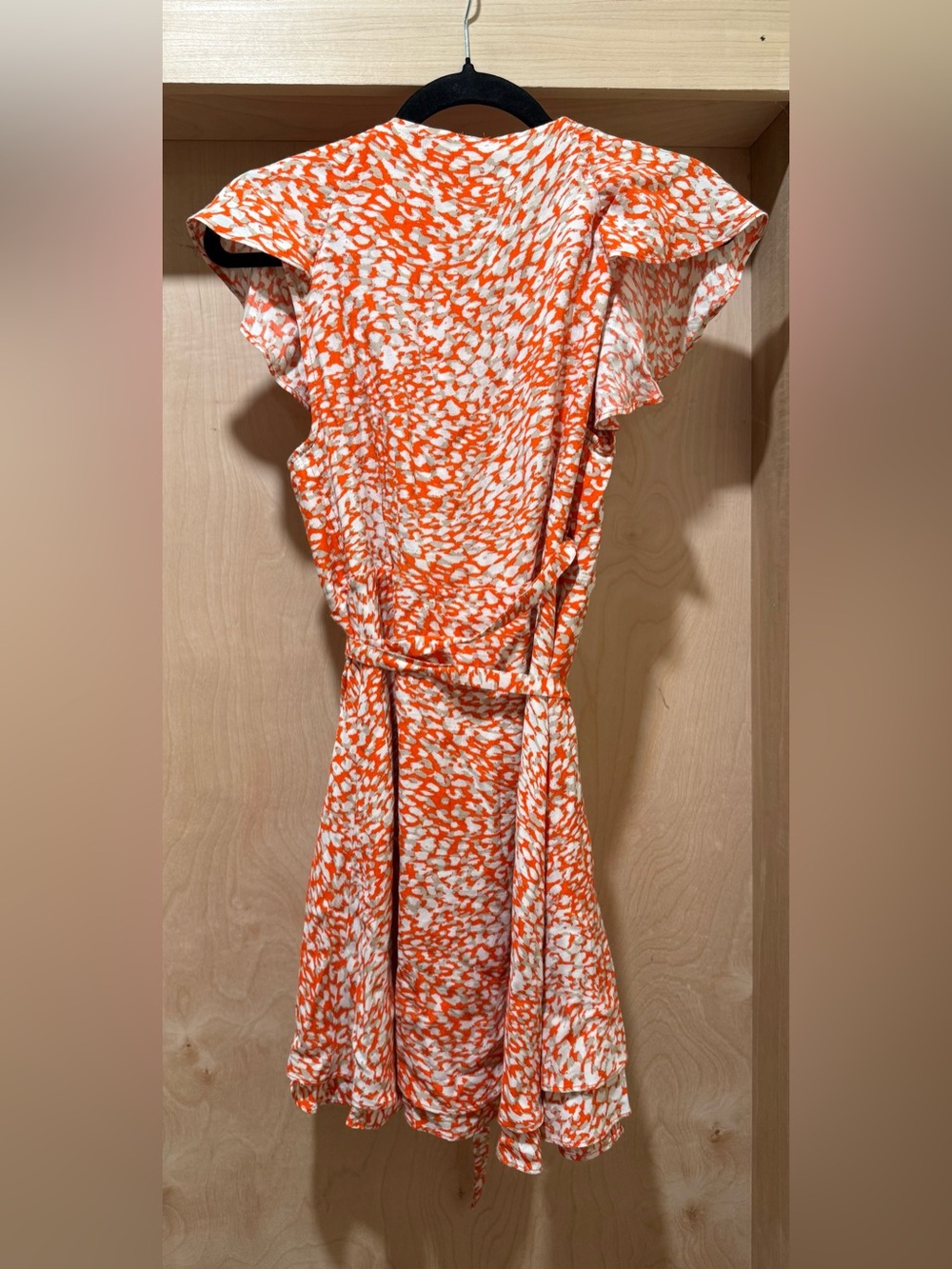 Free People French Quarter Wrap Mini Dress - Orange & White Print Size XSmall - Picture 3 of 5